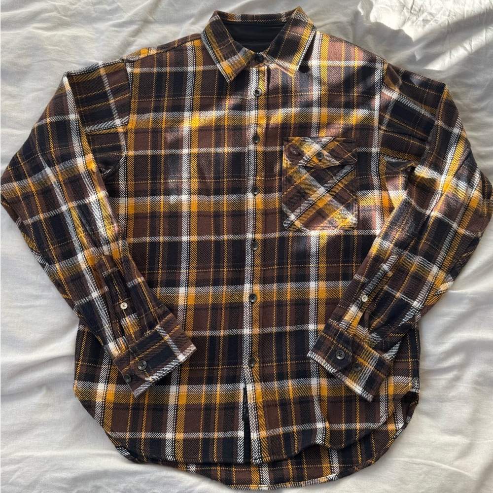 rag & bone Men's Plaid Shirt - Brown and Yellow